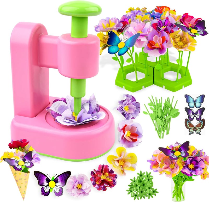 Nicella Fabric Flower Bouquets Toys,Flower Making Kit-DIY Craft Kits Toys for Kids,DIY Build Your Flowers Bouquet, Arts and Crafts for 3 4 5 6 7 8+Year Old Girl Birthday Gifts Ideas - Image 1